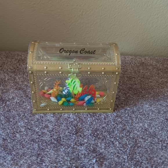 Other - Oregon Coast Gold Treasure Chest with Colorful Stones